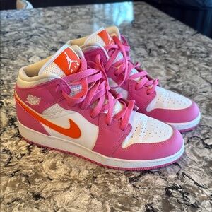 Nike Kids' Air Jordan Mid Pink and Orange